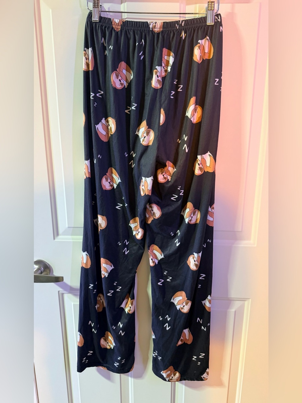 black pj pants with cartoon sloth print-small